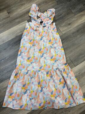 Mott50 Sun Protective Maxi Dress Large UPF50 Sleeveless Ruffle Tiered Hem